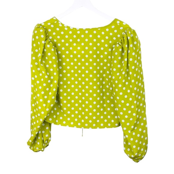 NEW Levi's Embry Tie Front Shirt Green Floral Puff Balloon Sleeve Blouse Size XS - Picture 6 of 13